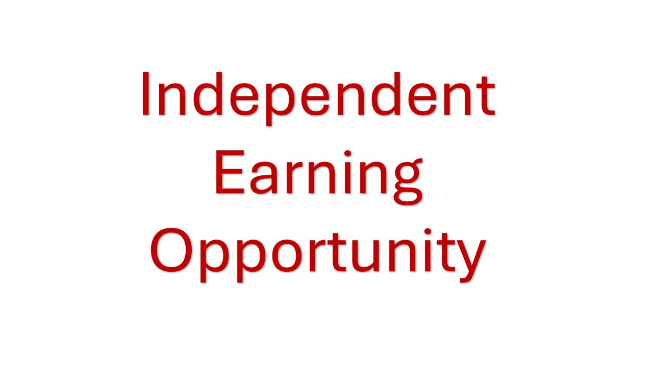 Independent earning opportunity